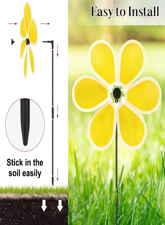 yuuzue 4PCS Flower Wind Spinner Reflective Pinwheels Colorful Garden Windmills for Yard and Garden, Lawn Decoration, Outdoor Decor, Party Favors - Image 3