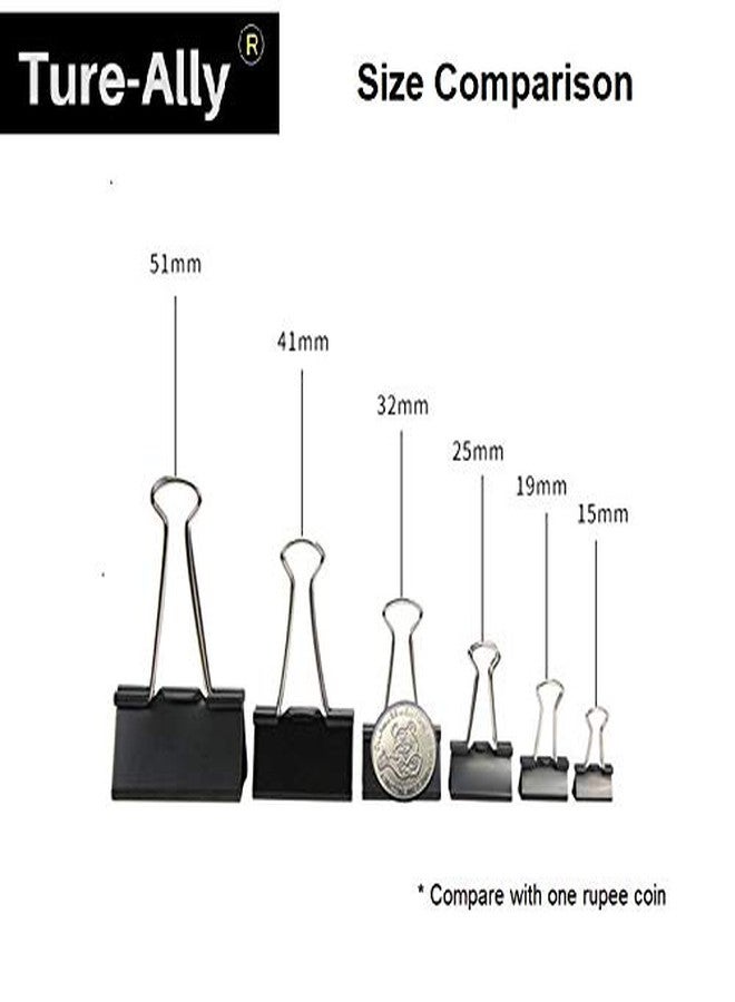 True-Ally Medium 32 mm Size Paper Binder Clip clamp for Office, Home, School, Institutions Pack of 12 Clips, Capacity 90 Pages - Image 3