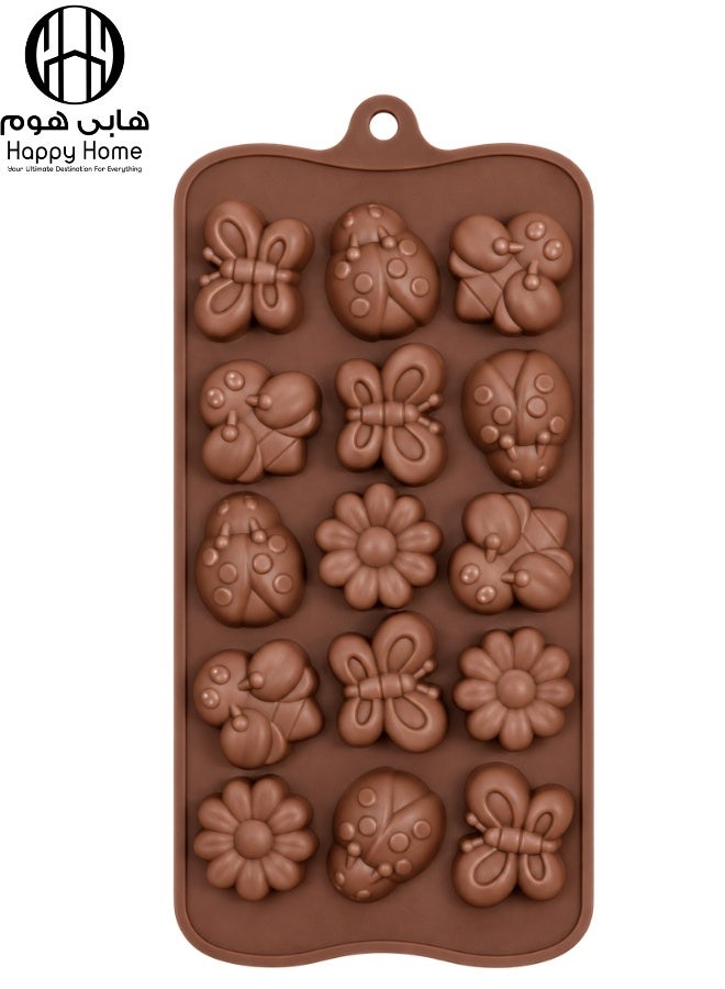 Happy Home 4-Piece Silicone Mold Set, 22 × 11 cm Each, with 73 Total Cavities, Flexible Reusable Molds for Chocolate, Candy, Jelly, Ice Cubes, Fudge, Frozen Yogurt, Individual Dessert Bites, Cake Decorations, Cupcake Toppers, Birthday Treats, Party Sweets and Homemade Desserts – Brown - Image 5