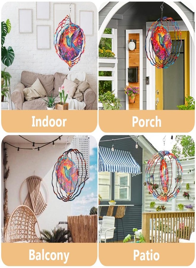 PUCPAM Hummingbird Wind Spinner, 3D Hanging Stainless Steel Garden Spinner, Wind Spinner Hanging for Outdoor & Indoor Décor, Unique Gifts for Yard Garden Decoration or Patio Décor (Hummingbird) - Image 5