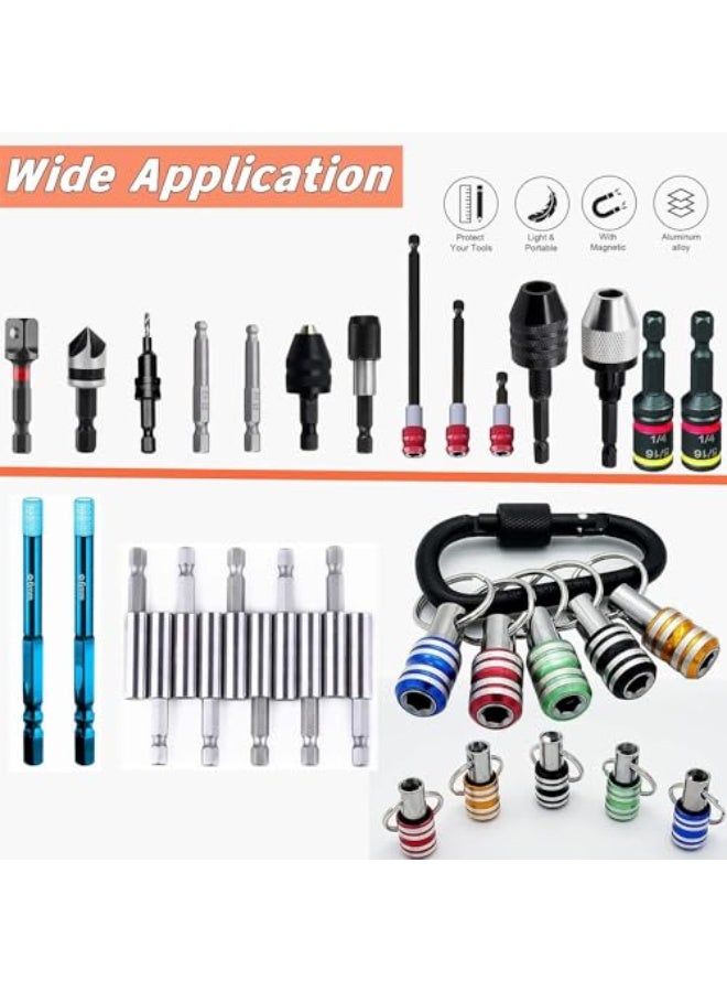 JZS Bit Holder 1/4 inch Hex Shank Screwdriver Bits Holder Extension Bar Keychain Screw Adapter Drill Change Hand-held Screwdrivers Drill Bits Holder Portable (5PCS) - Image 3