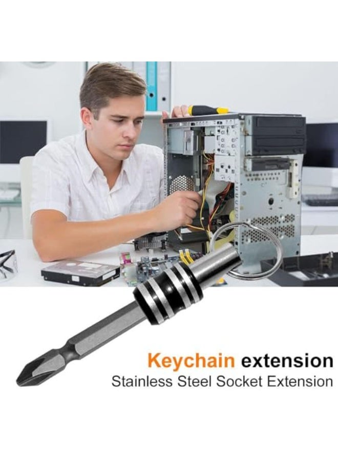 JZS Bit Holder 1/4 inch Hex Shank Screwdriver Bits Holder Extension Bar Keychain Screw Adapter Drill Change Hand-held Screwdrivers Drill Bits Holder Portable (5PCS) - Image 5