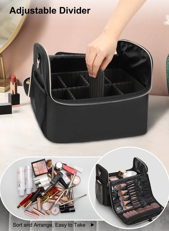 TANTO Makeup Train Case Large Makeup Bag Travel Cosmetic Bag Professional Makeup Artist Bag Large Capacity Makeup Box with 2 Clear Bag and Adjustable Divider - Image 2