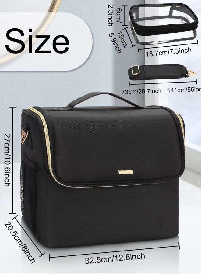 TANTO Makeup Train Case Large Makeup Bag Travel Cosmetic Bag Professional Makeup Artist Bag Large Capacity Makeup Box with 2 Clear Bag and Adjustable Divider - Image 4