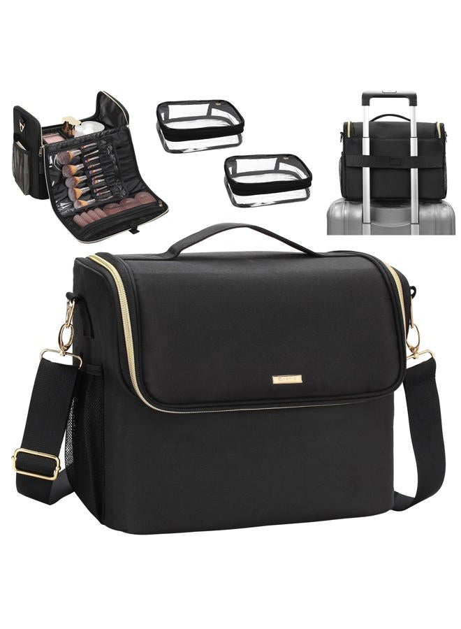 TANTO Makeup Train Case Large Makeup Bag Travel Cosmetic Bag Professional Makeup Artist Bag Large Capacity Makeup Box with 2 Clear Bag and Adjustable Divider - Image 1