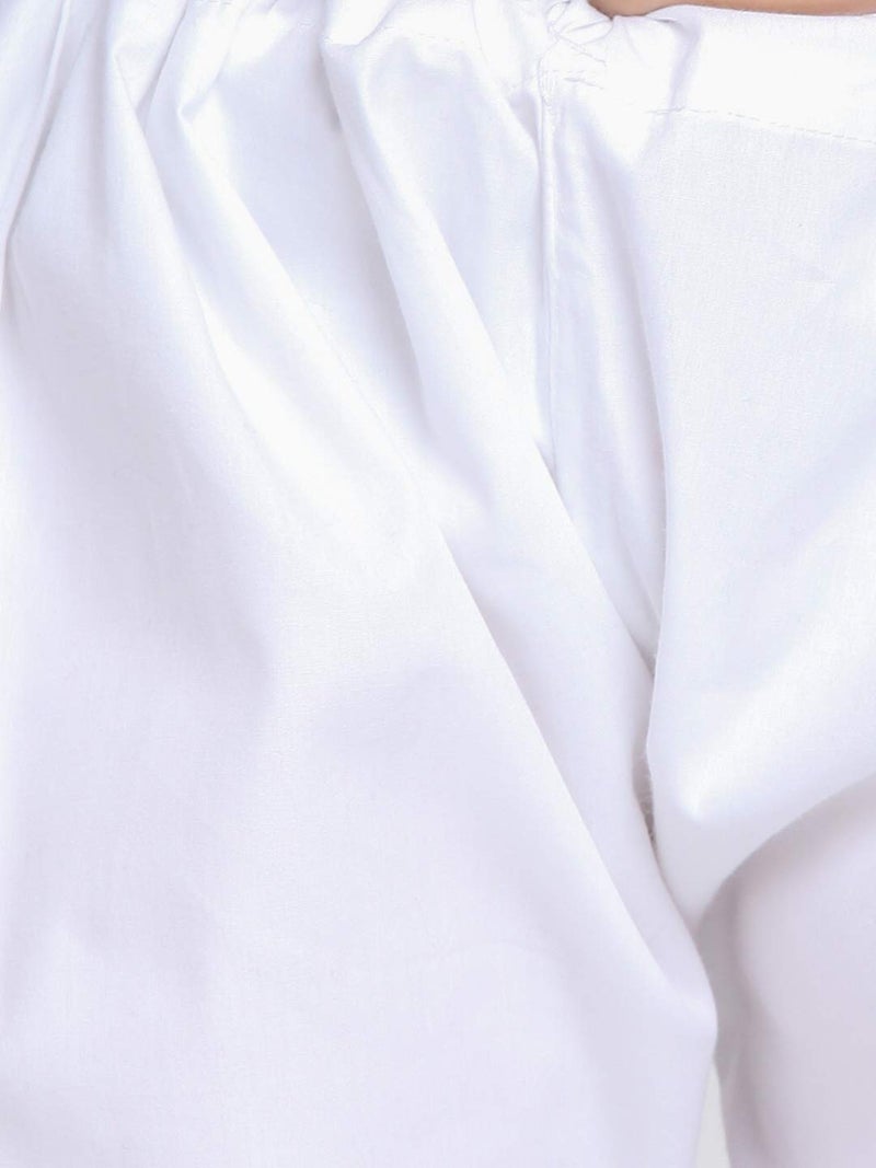 JBN Creation Boys Pure Cotton Yellow and White Kurta Pyjama Set - Ethnic Elegance for Festivals | Comfortable Traditional Pure south handloom cotton kurta pyjama for Kids_JBNBK070MDnPWH_34 - Image 5