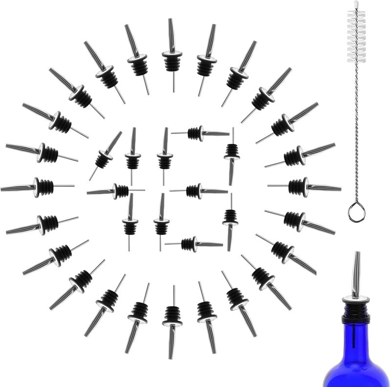 eispap 48 Pcs Pour Spouts for Liquor Bottles, Liquor Pour Stainless Steel Classic Bottle Speed Pourers with Tapered Spout，Free Flow Pourers，Most Fit Classic Bottle's Lip 3/4" (48PC) - Image 1