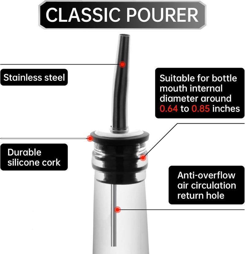 eispap 48 Pcs Pour Spouts for Liquor Bottles, Liquor Pour Stainless Steel Classic Bottle Speed Pourers with Tapered Spout，Free Flow Pourers，Most Fit Classic Bottle's Lip 3/4" (48PC) - Image 4