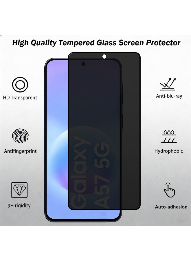 Wechdo 2 Pack for Samsung Galaxy A57 5G Premium Tempered Glass Privacy Screen Protector, 1 Pack Front Privacy Screen Protector and 1 Pack Camera Lens Film, with 9H Hardness, Anti-Fingerprint, Anti-Shatter, Bubble-Free & Easy Installation - Image 3