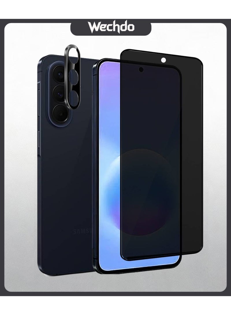 Wechdo 2 Pack for Samsung Galaxy A57 5G Premium Tempered Glass Privacy Screen Protector, 1 Pack Front Privacy Screen Protector and 1 Pack Camera Lens Film, with 9H Hardness, Anti-Fingerprint, Anti-Shatter, Bubble-Free & Easy Installation - Image 1