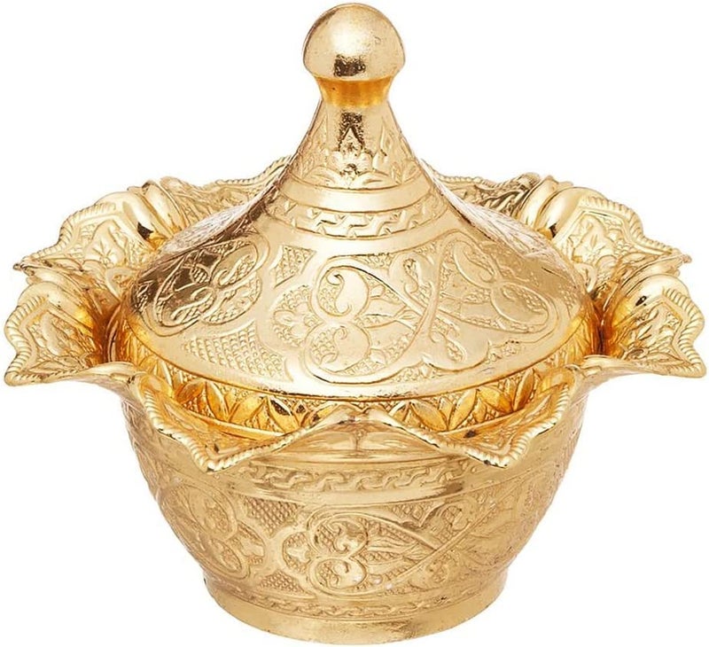 Alisveristime Traditional Turkish Delight and Sugar Bowl with Authentic Motifs Available in Five Colors Gultas Big Bowl Gold