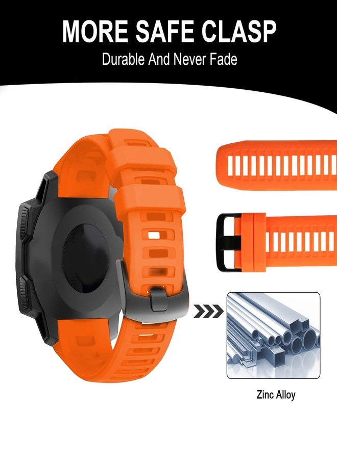 GERSIK Compatible with Garmin Watch Bands, Soft Silicone Strap Sport Wristband Compatible with Garmin Instinct 2/Instinct Esports/Solar/Tide/Tactical GPS Smartwatch, Orange - Image 4