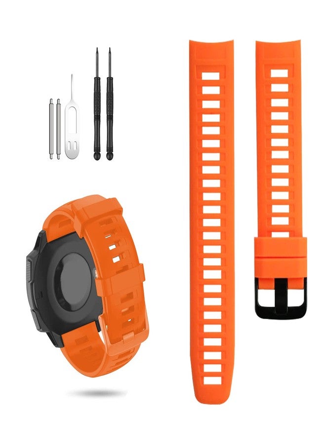 GERSIK Compatible with Garmin Watch Bands, Soft Silicone Strap Sport Wristband Compatible with Garmin Instinct 2/Instinct Esports/Solar/Tide/Tactical GPS Smartwatch, Orange - Image 1