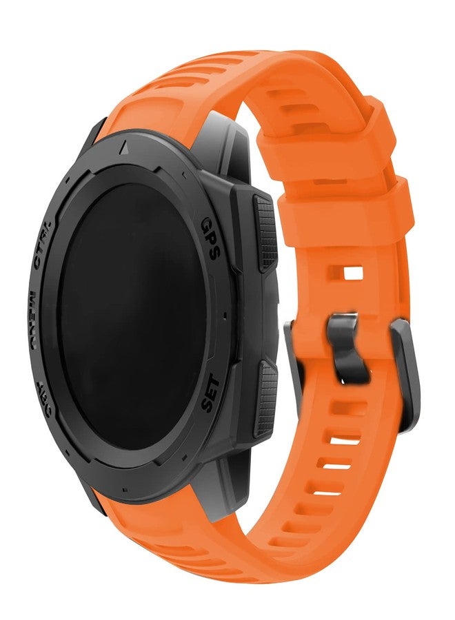 GERSIK Compatible with Garmin Watch Bands, Soft Silicone Strap Sport Wristband Compatible with Garmin Instinct 2/Instinct Esports/Solar/Tide/Tactical GPS Smartwatch, Orange - Image 2