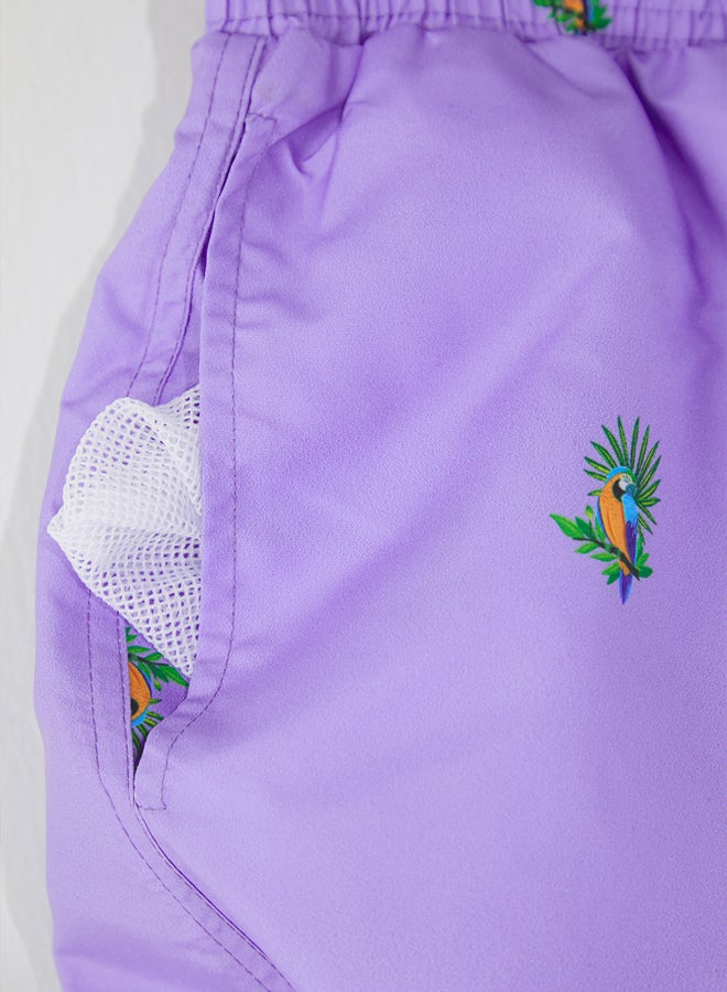 Trendyol Man Purple Short Length Tropical Swimsuit Swim Shorts - Image 4