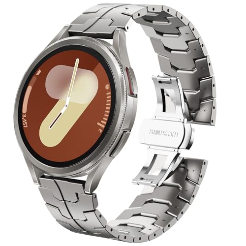 WINGLE Metal Bands for Samsung Galaxy Watch 7 6 5 4 Band Watch 6 Classic/5 Pro/4 Classic/FE Band Men 47mm 43mm 46mm 42mm 45mm 44mm 40mm, 20mm Stainless Steel Bands Galaxy Watch 3 41mm, Titanium - Image 1