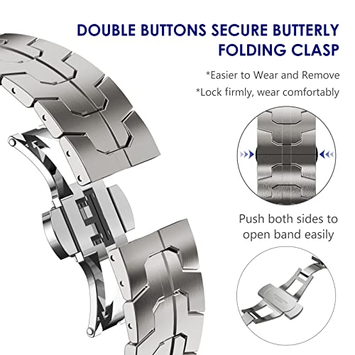 WINGLE Metal Bands for Samsung Galaxy Watch 7 6 5 4 Band Watch 6 Classic/5 Pro/4 Classic/FE Band Men 47mm 43mm 46mm 42mm 45mm 44mm 40mm, 20mm Stainless Steel Bands Galaxy Watch 3 41mm, Titanium - Image 4