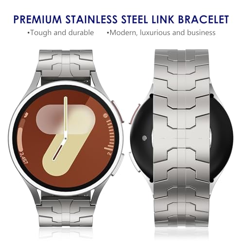 WINGLE Metal Bands for Samsung Galaxy Watch 7 6 5 4 Band Watch 6 Classic/5 Pro/4 Classic/FE Band Men 47mm 43mm 46mm 42mm 45mm 44mm 40mm, 20mm Stainless Steel Bands Galaxy Watch 3 41mm, Titanium - Image 3