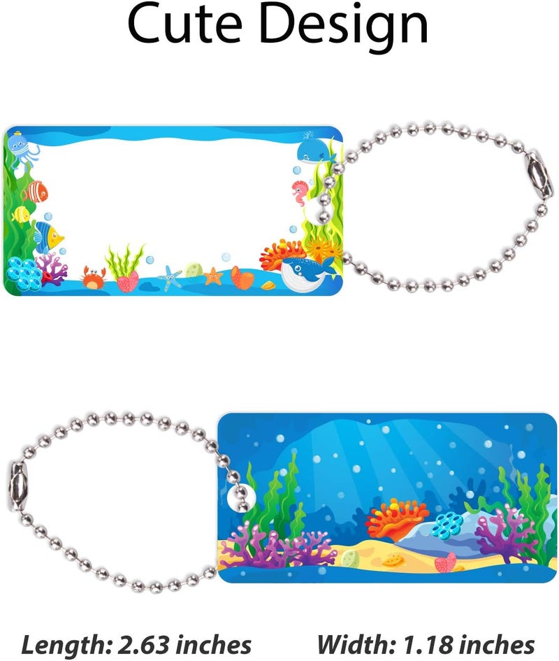 CHUBBIEE Child ID Bag Tags, Write-On Kids Name Tags for Backpack, Lunchbox & Diaper Bag, Great for Preschool & Daycare, Pack of 6 (Blue Ocean) - Image 2