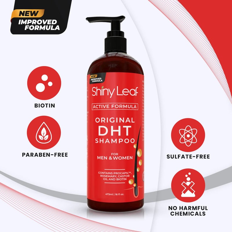Shiny Leaf DHT Blocking Shampoo for Hair Growth and Thinning Hair Treatment - Active Natural Formula, Reduces Shedding for Men & Women (2 Pack) - Image 2