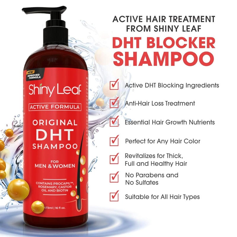 Shiny Leaf DHT Blocking Shampoo for Hair Growth and Thinning Hair Treatment - Active Natural Formula, Reduces Shedding for Men & Women (2 Pack) - Image 4