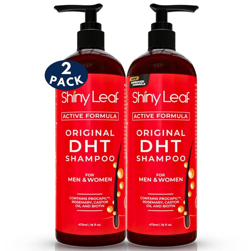 Shiny Leaf DHT Blocking Shampoo for Hair Growth and Thinning Hair Treatment - Active Natural Formula, Reduces Shedding for Men & Women (2 Pack) - Image 1