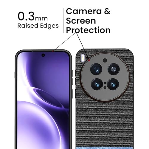 Kapa Soft Fabric & Leather Hybrid Protective Back Cover for Vivo X300 Pro 5G | Shockproof Slim Hard Anti Slip Back Case (Black,Blue) - Image 4