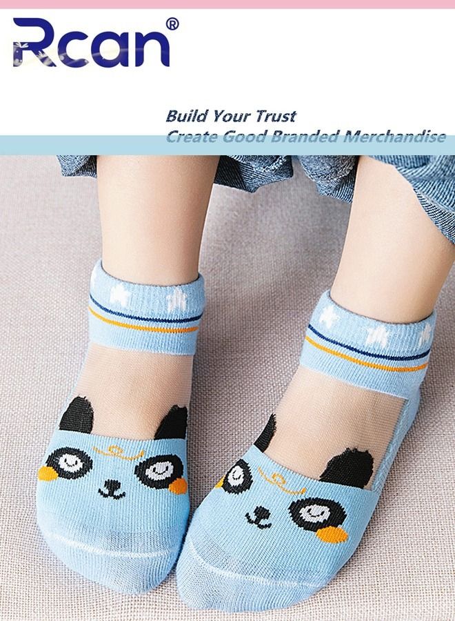 Rcan 5 Pairs Baby Socks Cartoon Printed Thin Mesh Breathable Stretch Short Floor Cotton Socks Set for Baby Unisex - Image 2