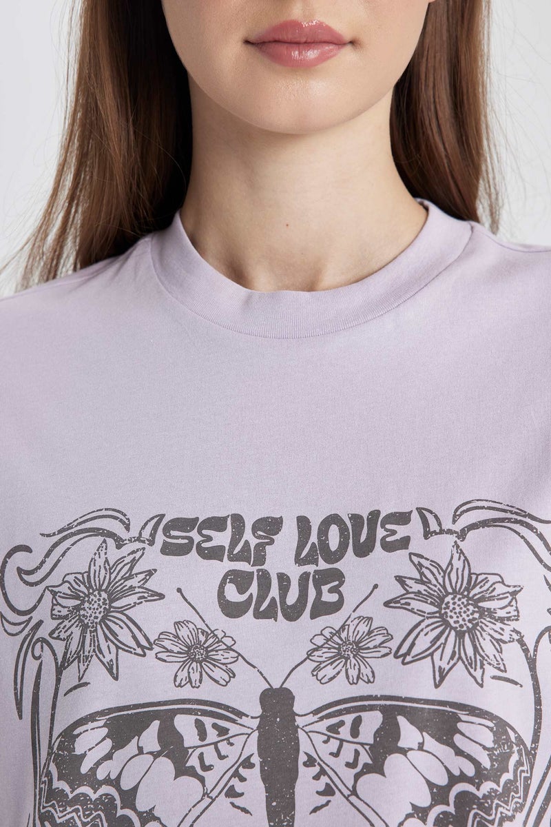 DeFacto Woman Regular Fit Crew Neck Printed Short Sleeve Tunic - Image 4