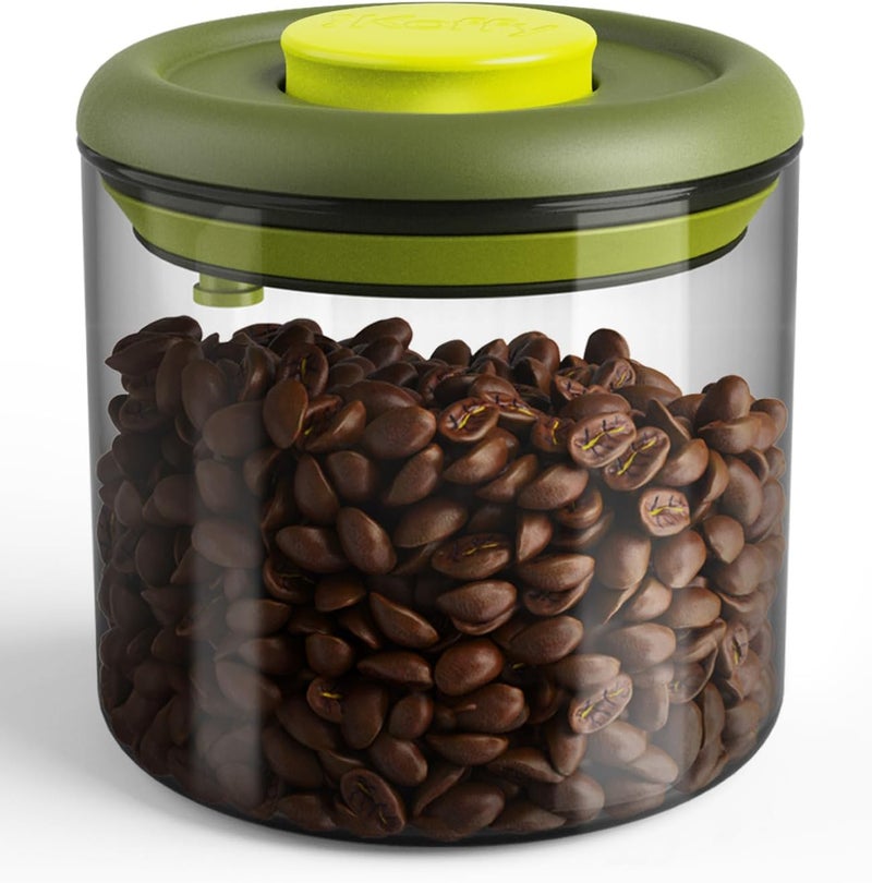 iKoffy Airtight Coffee Canister – One-Way CO₂ Valve, UV Protection, 3X Thicker Glass, Coffee Bean Storage Container for Ground Coffee & Tea, 20.3 fl oz, for 0.5 lb Beans - Image 1