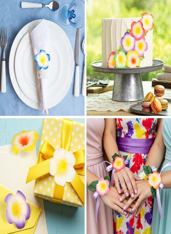 ATTGREAT Artificial Plumeria Flowers Bulk 9 Colors Small Fake Flower Heads Foam Frangipani Petals Floral Craft for Hair Wreath Leis Hat Home Wedding Hawaiian Luau Aloha Party Decoration - Image 5