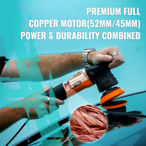 AUTIWOZ Mini Polisher, 2/3Inch Small Buffer Polisher, 630W with 12mm Random Orbital, Dual Action Car Polishers and Buffers for Car Detailing, Headlight Polishing, 2500-7000RPM with Soft Start, W02 - Image 2