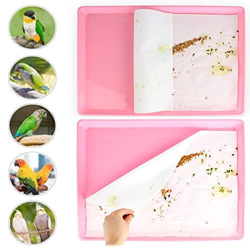 Firdnyohs 100PCS Bird Cage Liner Papers, Disposable Cage Paper Liners Precut Absorbent Cushion Pad Mat Accessories for Pet Bird Parrot (White) - Image 2