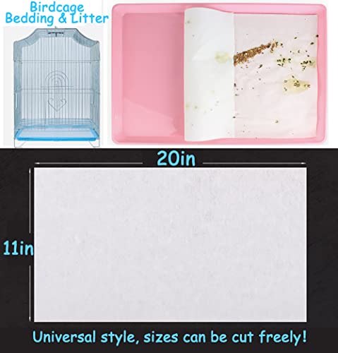 Firdnyohs 100PCS Bird Cage Liner Papers, Disposable Cage Paper Liners Precut Absorbent Cushion Pad Mat Accessories for Pet Bird Parrot (White) - Image 3
