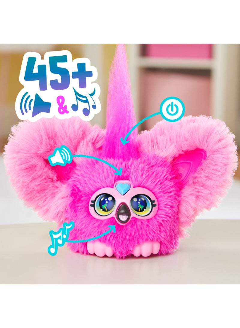Furby Furblets Flo-Flo Mini Friend, Electronic Plush Toys for Girls & Boys 6+, Pink Flamingo, Speaks Furbish & Plays Music, Series 4 - Image 1