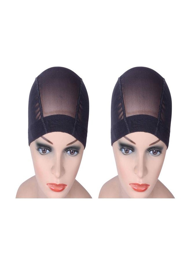 YANTAISIYU 2 Pcs/Lot Wig Caps Mesh Cap for Making Wig Stretchable Hairnets with Wide Elastic Band Mesh Dome Cap for Wigs (Black Mesh Cap L) - Image 1