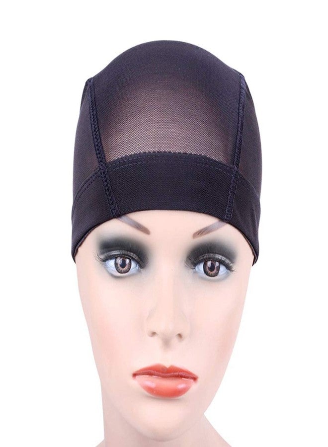 YANTAISIYU 2 Pcs/Lot Wig Caps Mesh Cap for Making Wig Stretchable Hairnets with Wide Elastic Band Mesh Dome Cap for Wigs (Black Mesh Cap L) - Image 2