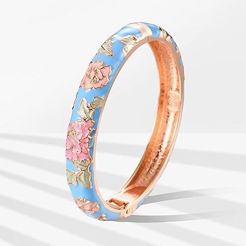 wynameleri Enamel Bangle Bracelet Floral Design Fashion Accessories for Women Lady Girl Gift Present - Image 3