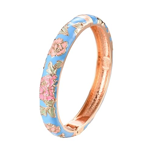 wynameleri Enamel Bangle Bracelet Floral Design Fashion Accessories for Women Lady Girl Gift Present - Image 1
