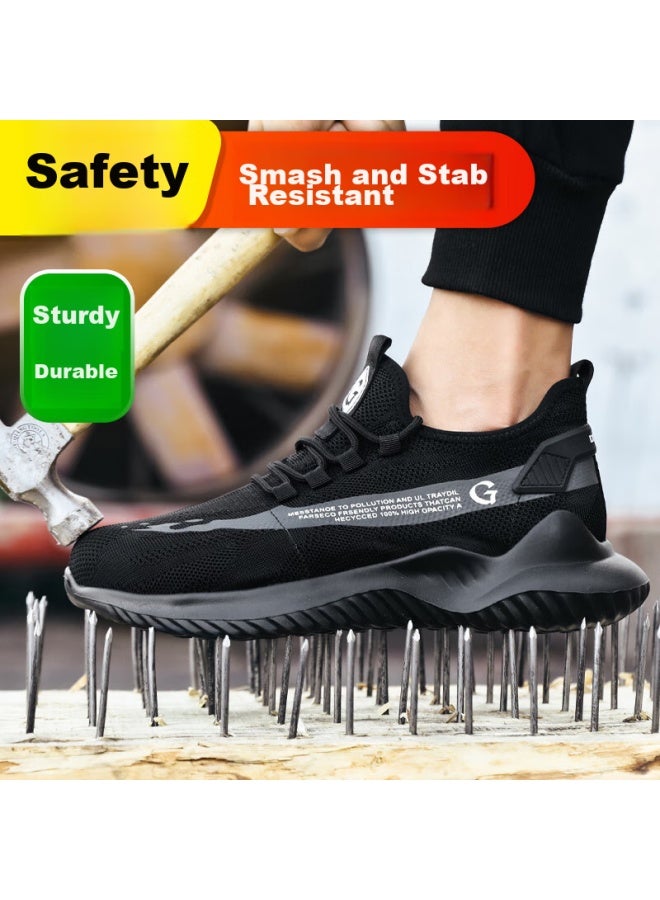 JUNBU Safety Shoes For Men With Steel Toe Cap, Anti-Smashing, Anti-Puncture, Ultra-Light, Comfortable, Soft-Soled, Safety Work Site Functional Shoes 2039 Size 41 - Image 4