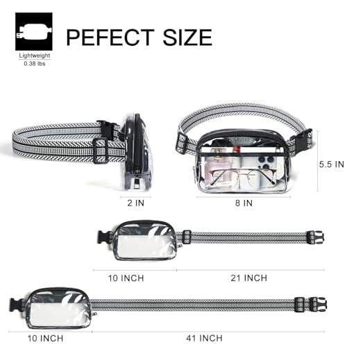 LATMAP 2L Clear Fanny Pack Stadium Approved, Clear Bag for Stadium Events Crossbody Belt Bag Purse for Sports-Black - Image 4