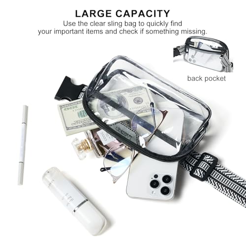 LATMAP 2L Clear Fanny Pack Stadium Approved, Clear Bag for Stadium Events Crossbody Belt Bag Purse for Sports-Black - Image 5
