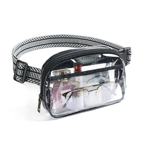 LATMAP 2L Clear Fanny Pack Stadium Approved, Clear Bag for Stadium Events Crossbody Belt Bag Purse for Sports-Black - Image 1