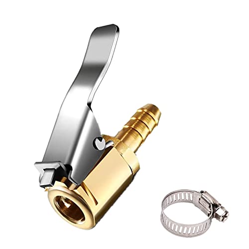 LDCRE Tire Air Chuck Adapter with Clip14 Brass American Type Thread Pump NozzleLocking Tire Inflator Adapter Connect Air Compressor Tire Chuck Hose End with Barb Connector for Hose Repair 1PC - Image 1