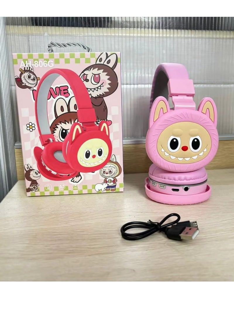 LABUBU Wireless Bluetooth Headphones for Kids Foldable Noise Reduction Headphones; Suitable for Children's Stereo Headphones, Mobile Phones, Tablets - Image 3