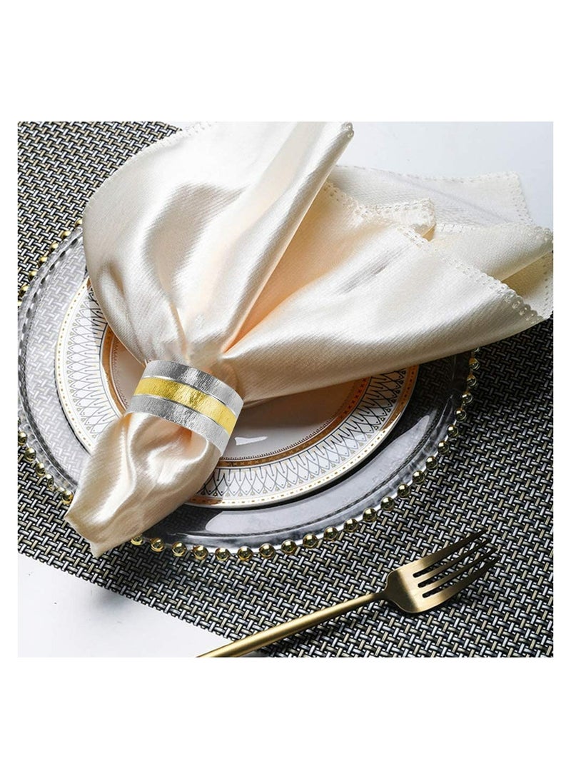 Zikra Napkin Rings, 4Pcs Metal Gold Round Napkin Rings Buckles for Table Decorations, Wedding, Dinner, Parties, Frosted Napkin Ring Metal Stainless Steel Napkin Ring Hotel Catering Supplies Tableware - Image 2
