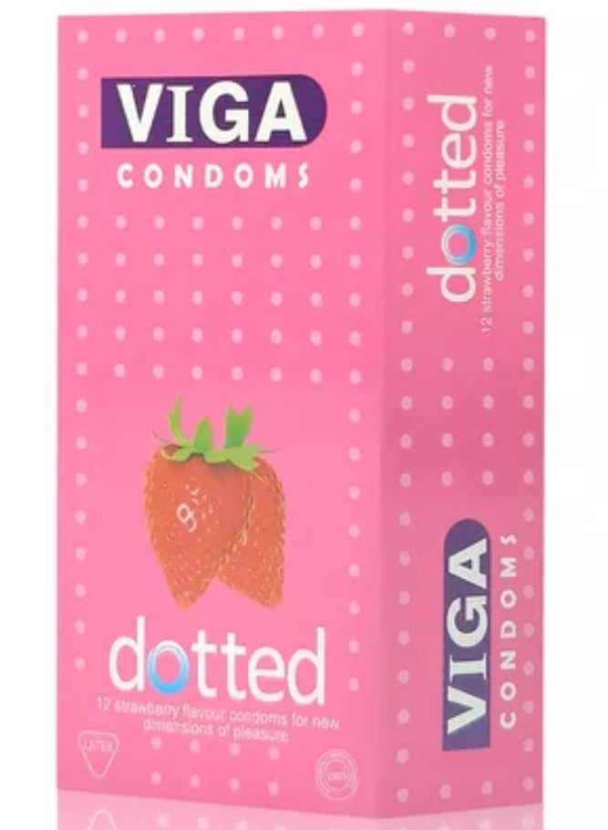 فيجا واقيات ذكرية منقطة ١٢ واقيًا ذكريًا بنكهة الفراولة