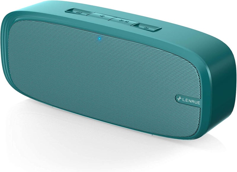 لينرو مكبر صوت بلوتوث LENRUE، مكبر صوت محمول لاسلكي بصوت ستيريو عالٍ، باس غني، وقت تشغيل 12 ساعة، ميكروفون مدمج. مثالي لـ iPhone وSamsung والمزيد (أخضر) - Image 1