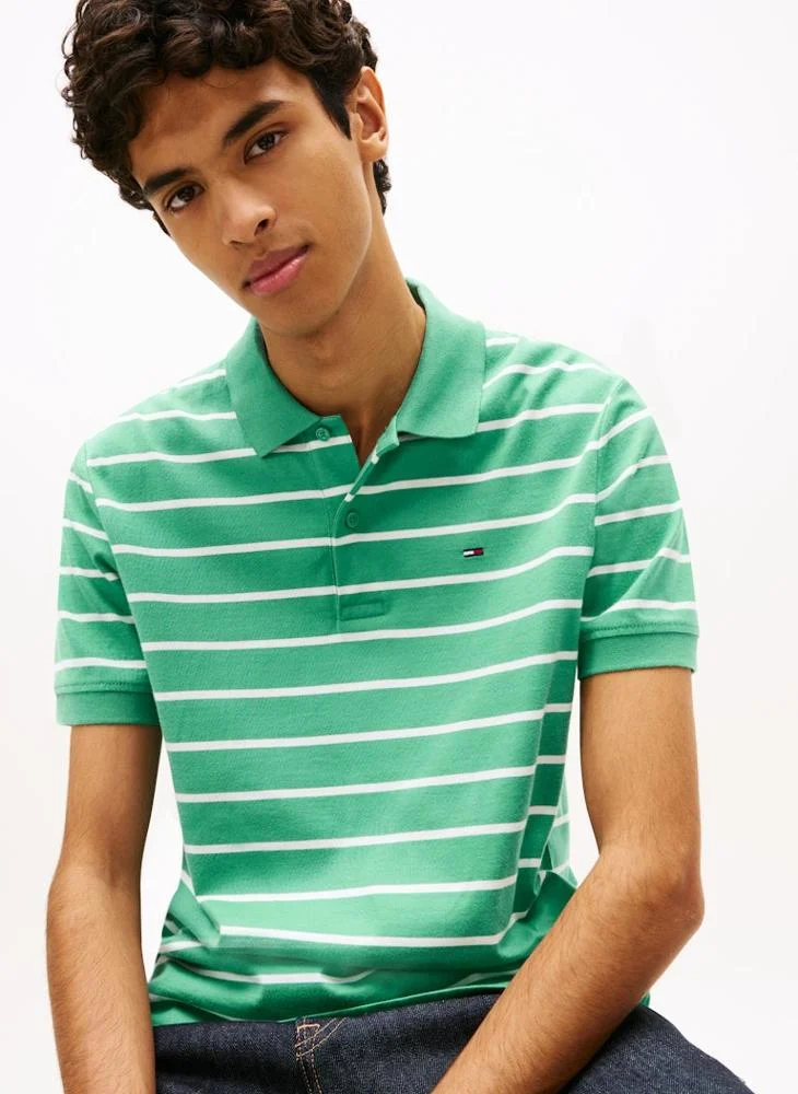 TOMMY JEANS  Tommy Flag Regular Fit Stripe Polo Shirt for Men | Best Price UAE