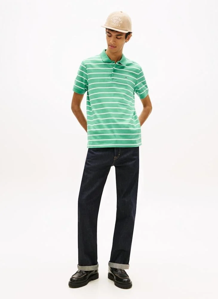 TOMMY JEANS  Tommy Flag Regular Fit Stripe Polo Shirt for Men | Best Price UAE